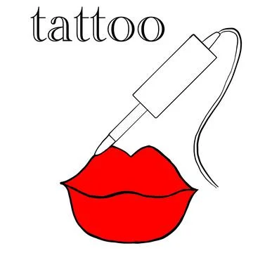 Tattoo master, permanent tattoo master, lips tattoo, lips of different types,tat Stock Illustration