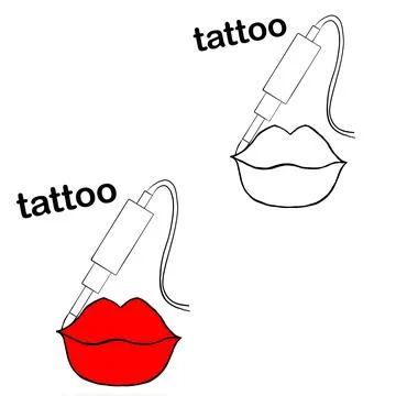 Tattoo master, permanent tattoo master, lips tattoo, lips of different types,tat Stock Illustration