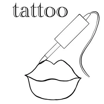 Tattoo master, permanent tattoo master, lips tattoo, lips of different types,tat Stock Illustration