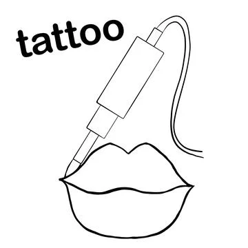Tattoo master, permanent tattoo master, lips tattoo, lips of different types,tat Stock Illustration