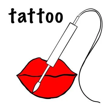 Tattoo master, permanent tattoo master, lips tattoo, lips of different types,tat Stock Illustration