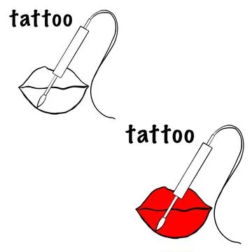 Tattoo master, permanent tattoo master, lips tattoo, lips of different types,tat Stock Illustration