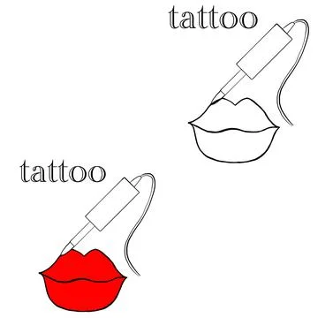 Tattoo master, permanent tattoo master, lips tattoo, lips of different types,tat Stock Illustration