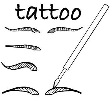 Tattoo master, tattoo master, permanent tattoo master, eyebrow tattoo, eyebrows  Stock Illustration