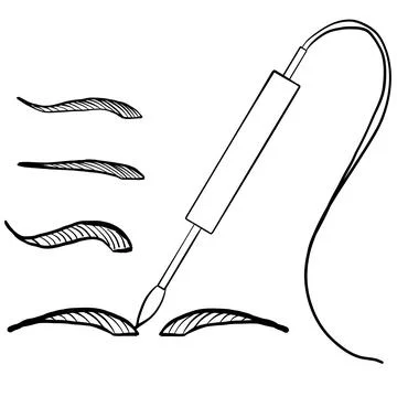 Tattoo master, tattoo master, permanent tattoo master, eyebrow tattoo, eyebrows  Stock Illustration