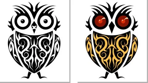 Tattoo Owl Design Stock Illustration