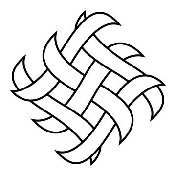 Tattoo pattern logo intertwining palm leaves, Stock Illustration
