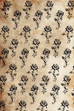 Tattoo pattern with rose designs over antique paper Ilustração Stock