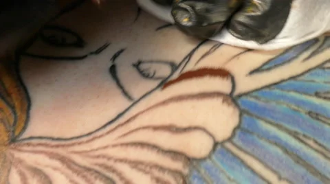 Tattoo process, portrait, close up, 4k Stock Footage 63303153