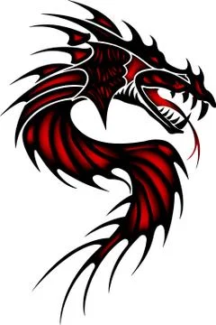 Tattoo red dragon Stock Illustration