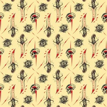 Tattoo seamless Pattern Stock-Illustration