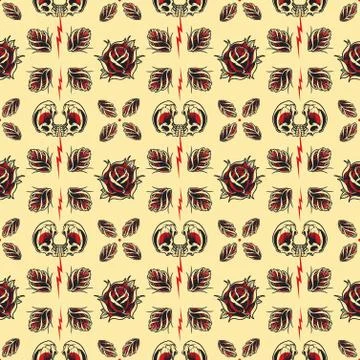 Tattoo seamless Pattern Stock Illustration