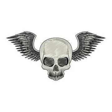 Tattoo skull drawing scribble Illustrazione stock