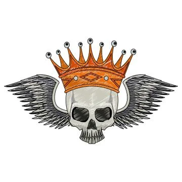 Tattoo skull drawing scribble Illustrazione stock