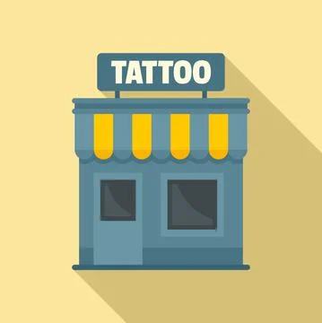 Tattoo studio building icon, flat style Ilustración de archivo