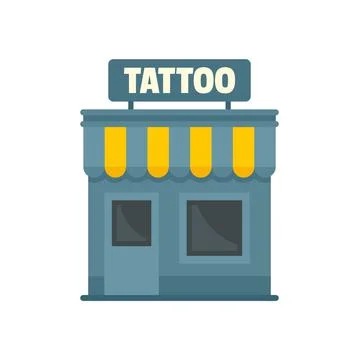 Tattoo studio building icon flat isolated vector Ilustración de archivo