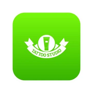 Tattoo studio icon green vector Stock Illustration