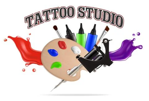 Tattoo studio label, emblem, logo vector template Stock Illustration