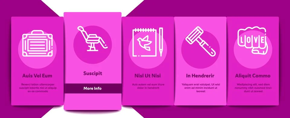 Tattoo Studio Tool Onboarding Elements Icons Set Vector Stock Illustration