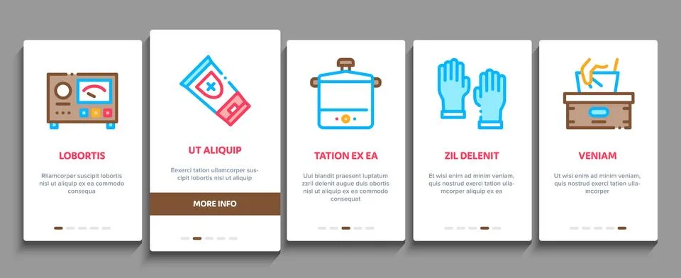 Tattoo Studio Tool Onboarding Elements Icons Set Vector Stock Illustration