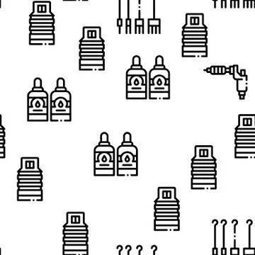 Tattoo Studio Tool Seamless Pattern Vector Stock Illustration