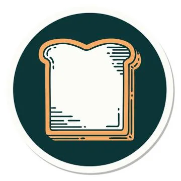 Tattoo style sticker of a slice of bread 스톡 일러스트