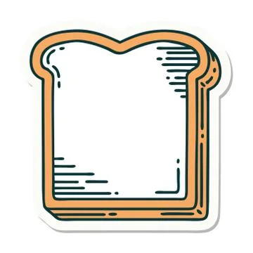 Tattoo style sticker of a slice of bread Illustrazione stock