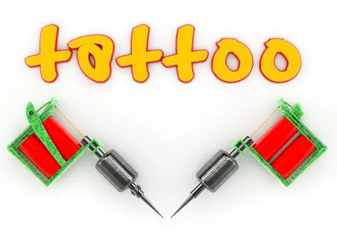 Tattoo text and tattoo machine Stock Illustration