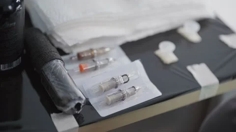 Tattoo tool is a device for tattooing. 4k Tattoo Tool Stock Footage 239242734