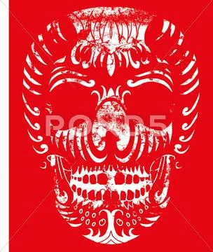 Tattoo tribal mexican skull vector art Stock Illustration