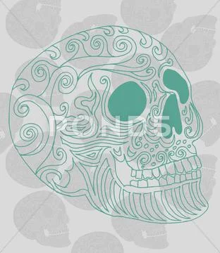 Tattoo tribal mexican skull vector art Stock Illustration