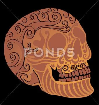 Tattoo tribal mexican skull vector art Stock Illustration