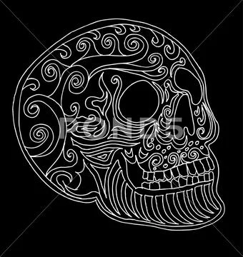 Tattoo tribal mexican skull vector art Stock Illustration