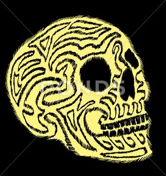 Tattoo tribal mexican skull vector art Stock Illustration