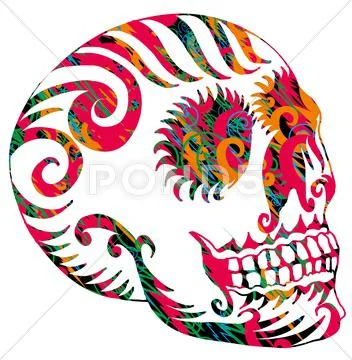 Tattoo tribal mexican skull vector art Stock Illustration