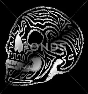 Tattoo tribal mexican skull vector art Stock Illustration