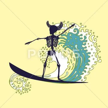 Tattoo tribal surfer big wave vector art Stock Illustration