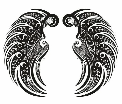 Tattoo wings design Stock Illustration