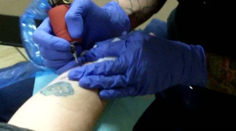 Tattoo work up close Video stock 44440816