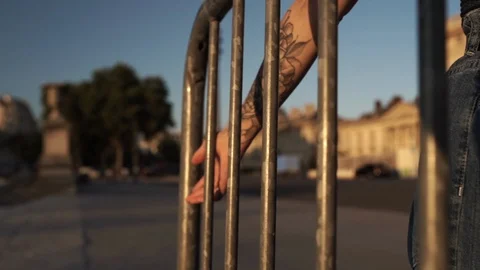 Tattooed hand, sunset slow motion Stock Footage 123739601