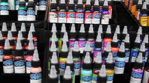 Tattooing Ink Bottles Stock Footage 39858298