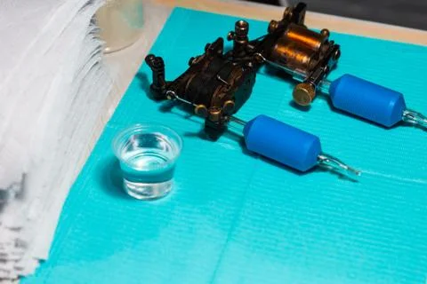 Tattooing instruments in the studio Stock Photos