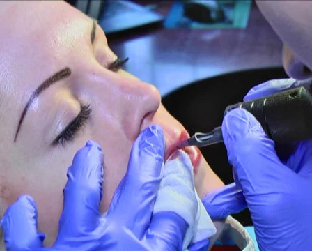 Tattooing of Lips 16 Stock Footage 35016454