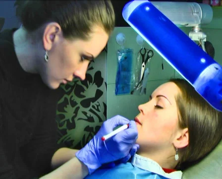 Tattooing of Lips 4 Stock Footage 35016232