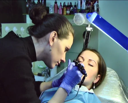 Tattooing of Lips 9 Stock Footage 35016586