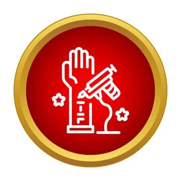 Tattooing a person's hand with machine line art Stock Illustration