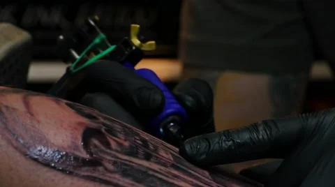 Tattooing a skull Stock Footage 48434900