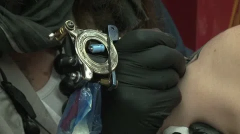 Tattooing upper left arm close up Video stock 10604924