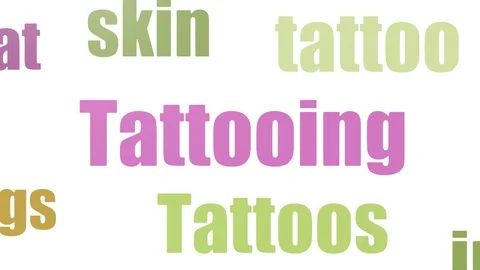 Tattooing Wordcloud Animated On White Background Stock Footage 107231913