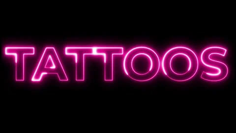 Tattoos Neon Text Animation  | Ink Art Motion Graphic Stock Footage 320880404